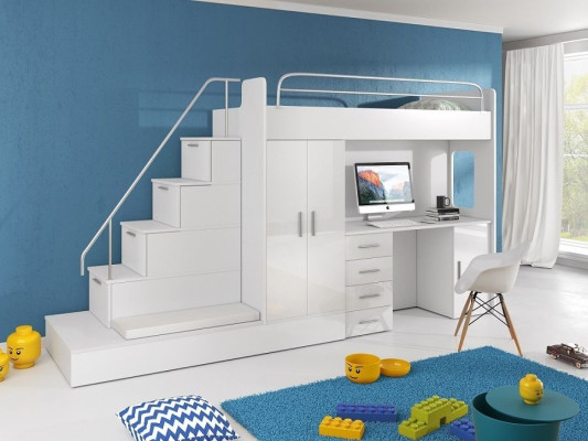 Doppelstockbett Etagenbett Jugendzimmer Bett Kleiderschrank Schrank Schreibtisch
