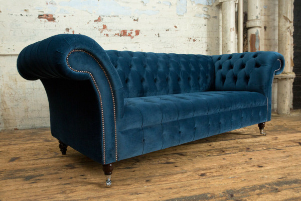 Chesterfield 3 Sitzer Polster Couch Leder Stoff Sofa Couchen Textil Modern Stil
