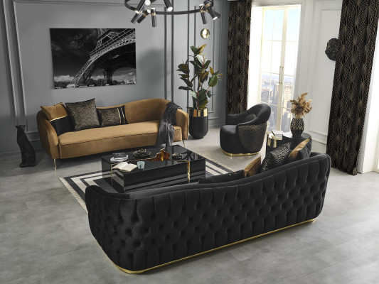 Moderner Design Chesterfield Viersitzer Sofa 4 Sitzer Sofas Stoff Polyester Blau Neu