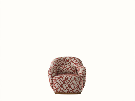 Sessel Ohrensessel Modern Stoff Wohnzimmer Polyester Orange Design