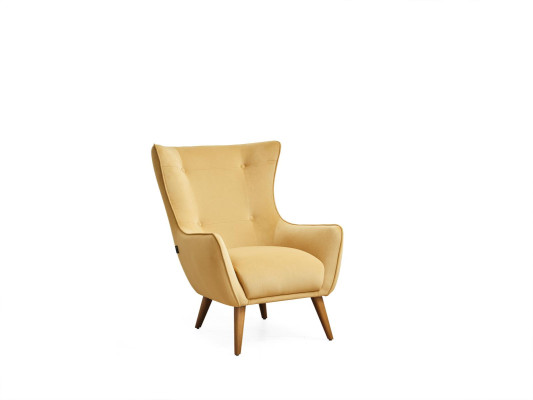 Sessel Ohrensessel Cocktailsessel Stoff Wohnzimmer Polyester Gelb Sitz
