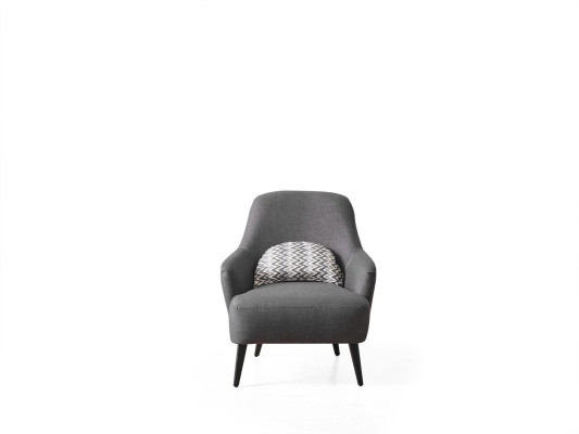Sessel Ohrensessel Stoff Wohnzimmer Polyester Design Grau Modern Sitz