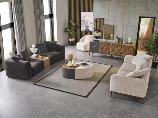 Viersitzer Sofa 4 Sitzer Sofas Modern Design Stoff Polyester Schwarz