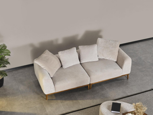 Modern Sofagarnitur 3 Sitzer Sessel Dreisitzer Weiß Modern Stoff Polyester
