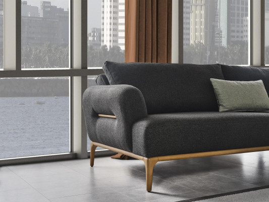 Sofagarnitur Sofa Sessel 431 Sitzer Stoff Luxus Grau Sofas Wohnzimmer