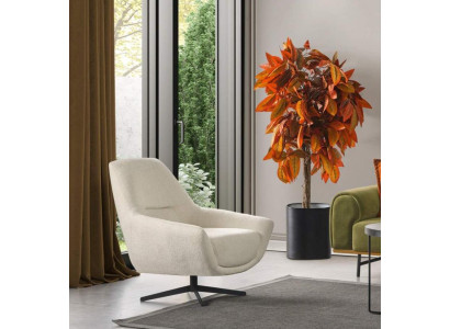 Luxus Sessel Beige Drehbar Wohnzimmer Stil Polsterung Textil Lounge Club