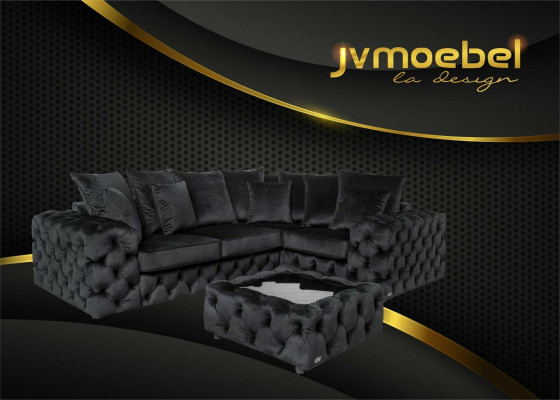 Ecksofa Sofa Couch Polster Eckgarnitur L Form Couchtisch Textil Wohnlandschaft