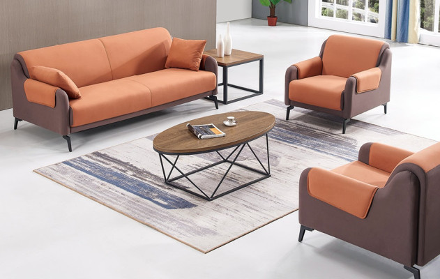 Sofa Couch Polster Stoff Couchen Polster Garnitur 3+1+1 Sitzer Büroeinrichtung