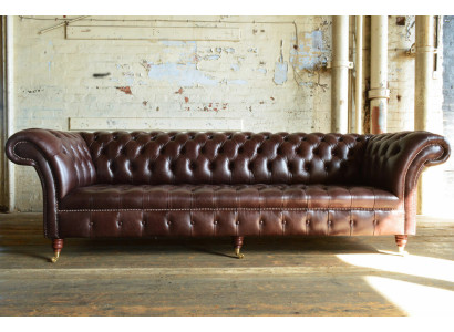Sofa 4 Sitzer Couch design Chesterfield Polster Sitz Garnitur Leder Textil Neu