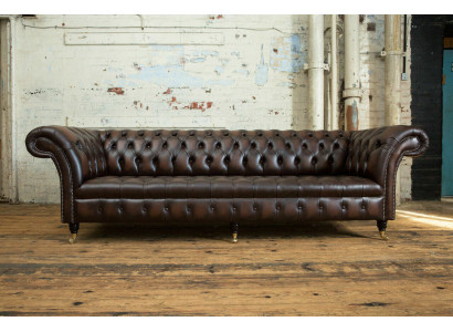 Klassische Chesterfield Leder Polster Luxus Sofa Design Couch Sofas 4 Sitzer Neu