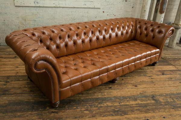 Braune Chesterfield Couch Leder 4 Sitzer xxl Big Sofa Couchen Big Neu Polster