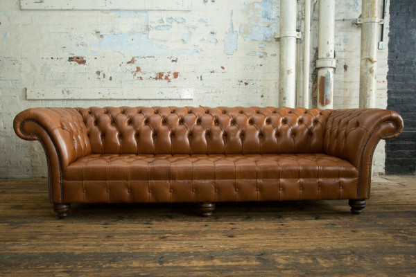 Braune Chesterfield Couch Leder 4 Sitzer xxl Big Sofa Couchen Big Neu Polster