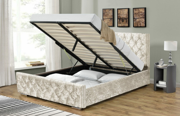 Weißes Textil Chesterfield Bett Schlafzimmer Doppelbetten Moderne Bett