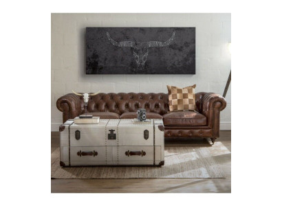 Englische Chesterfield Couch Leder Sofa Couchen Sofas Dreisitzer Braun Rollen