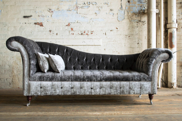 Grauer Designer 3 Sitzer Chesterfield Couch Polster Sofas Design Sofa