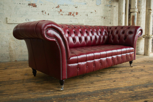 Roter Chesterfield Dreisitzer Designer 3-er Sofa Luxus Couch