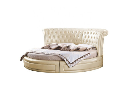 Rundes Bett Chesterfield Designer Rund Schlafzimmer Textil Leder Polster Betten