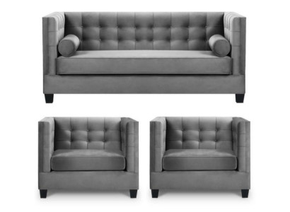 Sofagarnitur Schlafsofa Grau Sessel Kreative Möbel Textil Stoff Wohnzimmer Neu