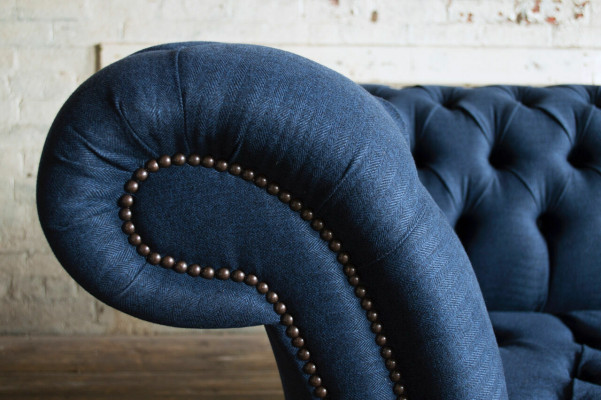 Blauer Textil Chesterfield 4-Sitzer Designer Polster Sofa
