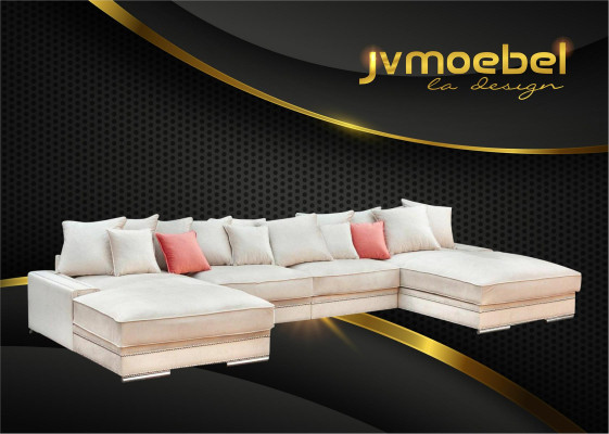 Luxury Textil Modern Desing Ecksofa in U-Form Wohnlandschaft Polsterecke Neu