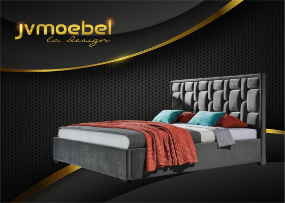 Blaues Designer Bett Schlafzimmer Design Möbel Modern Luxus Betten Gestell Neu