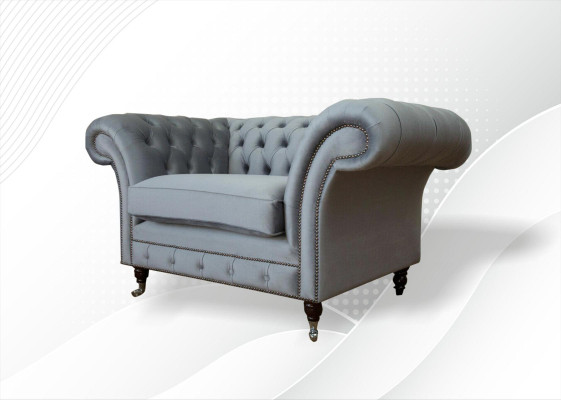 Design Chesterfield Stoff Couch Sessel 1.5-er Polster Sofas Lounge Club Neu