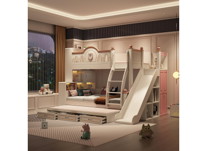 Etagenbett Kinderbett Kids Design Modern Bett Kinderzimmer Betten Rosa Rutsche