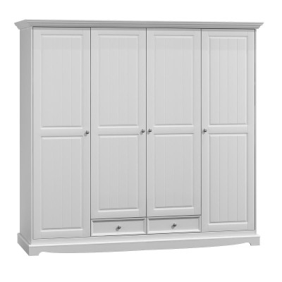 Kleiderschrank Schränke Schrank Schrankwand Klassische Holz Landhaus Weiß Neu