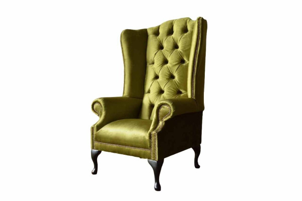 Ohrensessel Chesterfield Sofa Couch Polster 1 Sitzer Sessel Textil Neu