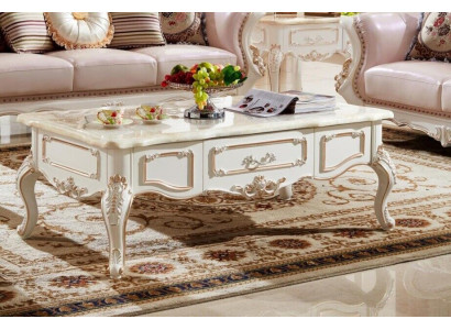  Königlicher Couchtisch 130x73 Tisch Sofa Beistelltisch Tische Weiß Holz