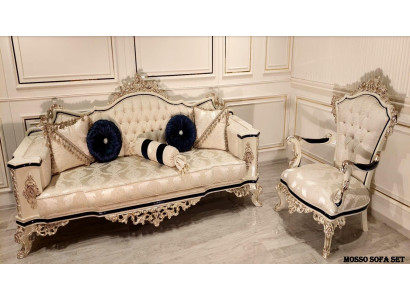 Luxus Dreisitzer Sofa 3 Sitzer Sofas Sitz Stoff Barock Rokoko Möbel Textil Stil