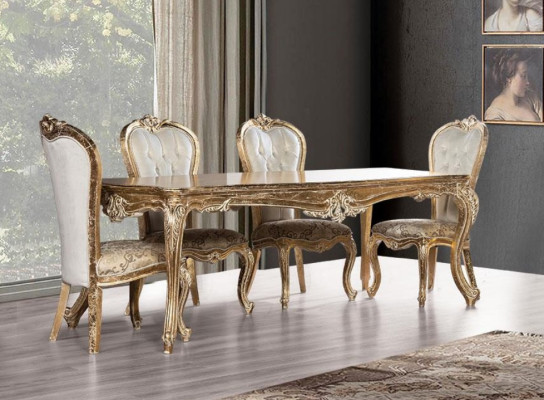 Barock Esszimmerstuhl Stuhl Lehn Holz Luxus Esszimmer Barock Stoff Stil Stühle