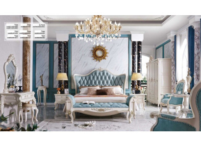 Klassisches Bett Luxus Chesterfield Leder Schlafzimmer Barock Möbel Betten 3tlg