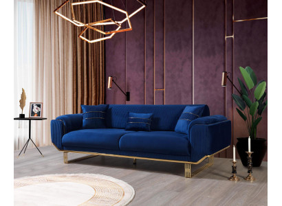 Luxus 3 Sitzer Sofa Wohnzimmer Blau Sofas Design Modern Couch Möbel