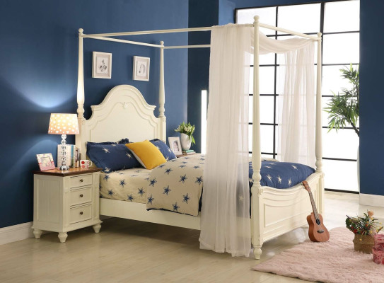 Himmelbett Bett 3tlg. Set Schlafzimmer Betten 3tlg Set Landhaus Möbel Nachttisch