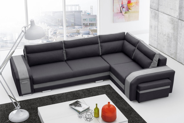 Sofa Schlafsofa Designer Sofa mit Bettfunktion + Bettkasten Ecksofa Couch (Neu)
