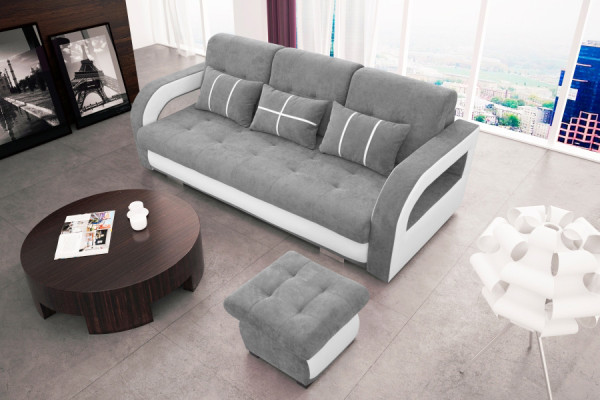 Schlafsofa Klappcouch 3-Sitzer Schlaffunktion + Bettkasten Couch Sofa Klappsofa