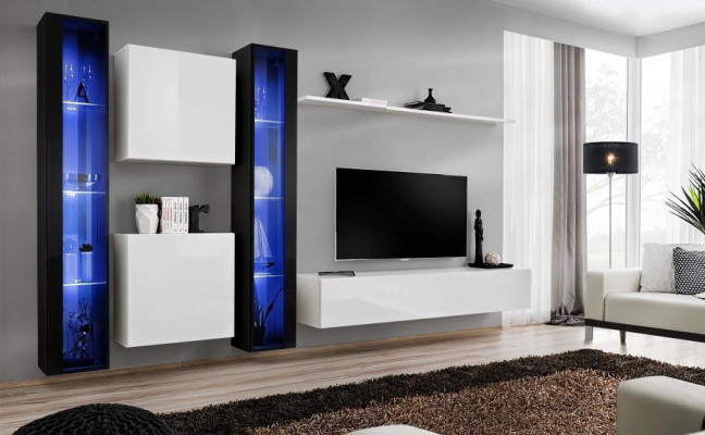 Gruppe Wohnwand Modern Wandregal Designer Wandschrank Luxus Holz Einrichtung