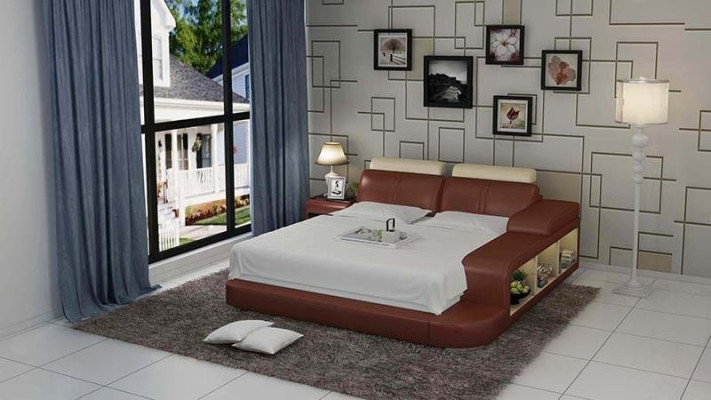 Bett Design Luxus Luxus Betten Leder Modernes Schlafzimmer 140/160/180 LB8810