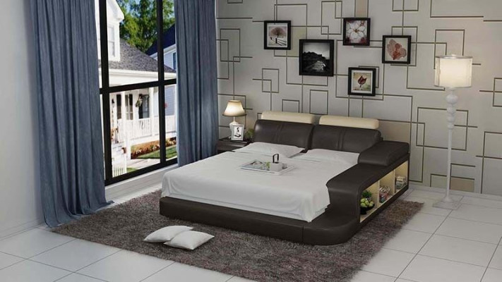 Bett Design Luxus Luxus Betten Leder Modernes Schlafzimmer 140/160/180 LB8810