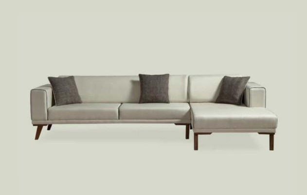 Ecksofa L-Form Sofas Couches Ecke Couch Polstermöbel Textil Weiß