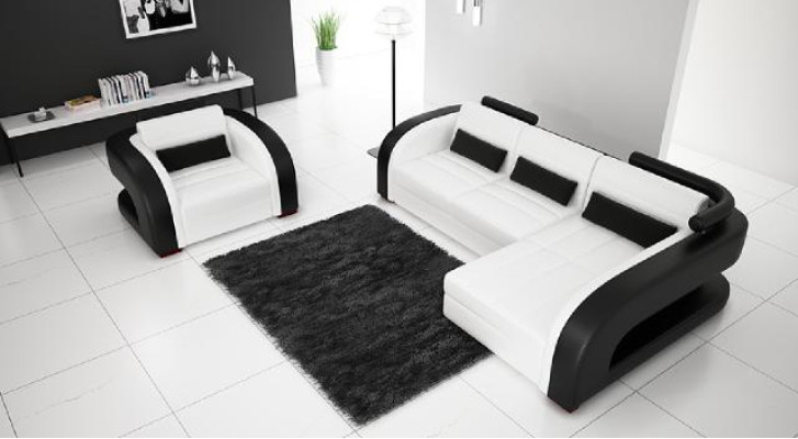 Leder Sofa mit USB Polster Ecksofa Wohnlandschaft Polsterecke Sofa Bergamo Couch