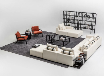 Weiße Sofagarnitur Polstermöbel L-Form Sofa Ecksofa Sessel Textil Couch Sofas