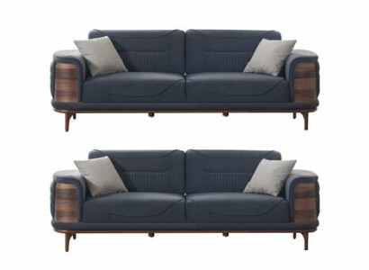 Zwei dunkelgraue Sofas im modernen Stil mit Holzbeinen für ein Wohnzimmer