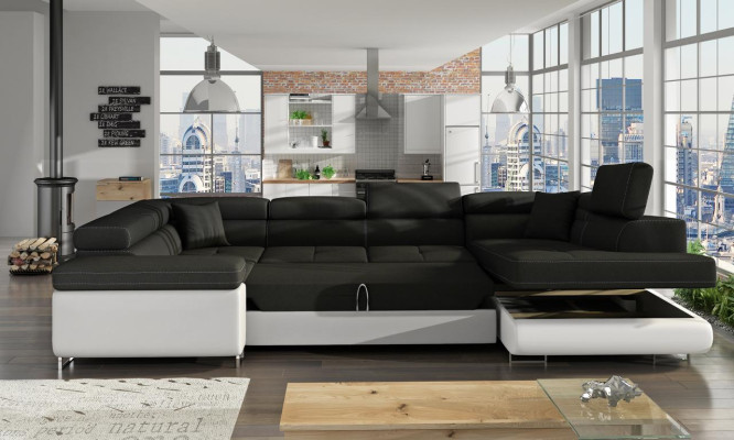 Design Ecksofa Schlafsofa Bettfunktion Couch Leder Polster Textil Sofas Neu 5625