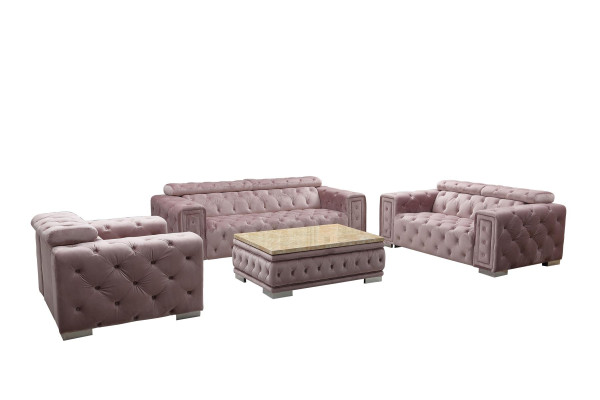 Couch Set Garnitur Polster Design Chesterfield Sofagarnitur 3+3 9914 Samt Set