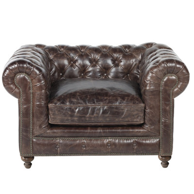 jvmoebel ® - Leder Sofa Couch - Braun Sessel Polster Einsitzer Couch Garnitur