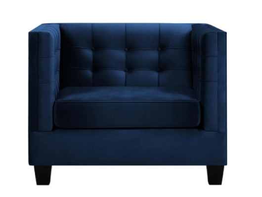 Blauer Chesterfield Sessel Wohnzimmer Textil Stoff Blau Kreative Möbel Modern
