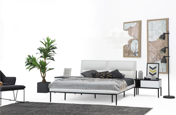 Nachttisch Nachtschränkchen Holz Modern Tisch Weiß Schlafzimmer Design