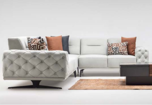 Ecksofa L form Polstersofa Stoffsofa Couch Grau Sofa Moderne Stoff